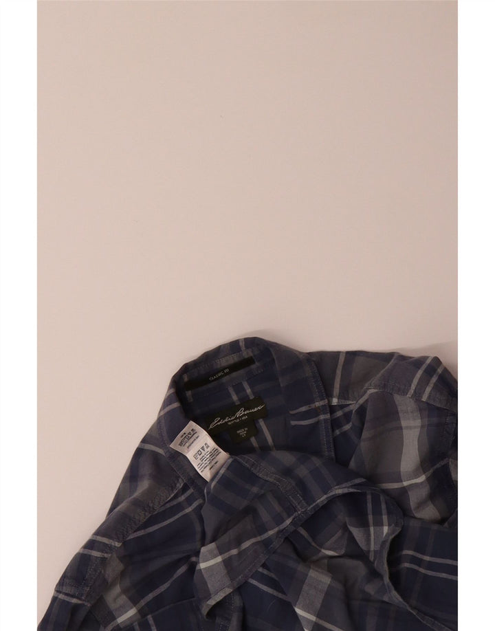 EDDIE BAUER Mens Classic Fit Short Sleeve Shirt Large Navy Blue Check Vintage Eddie Bauer and Second-Hand Eddie Bauer from Messina Hembry 