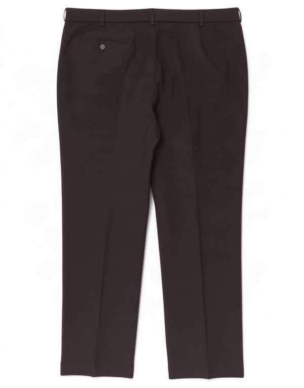 Pantaloni da abito dritti da uomo Marks & Spencer W42 L33 poliestere nero
