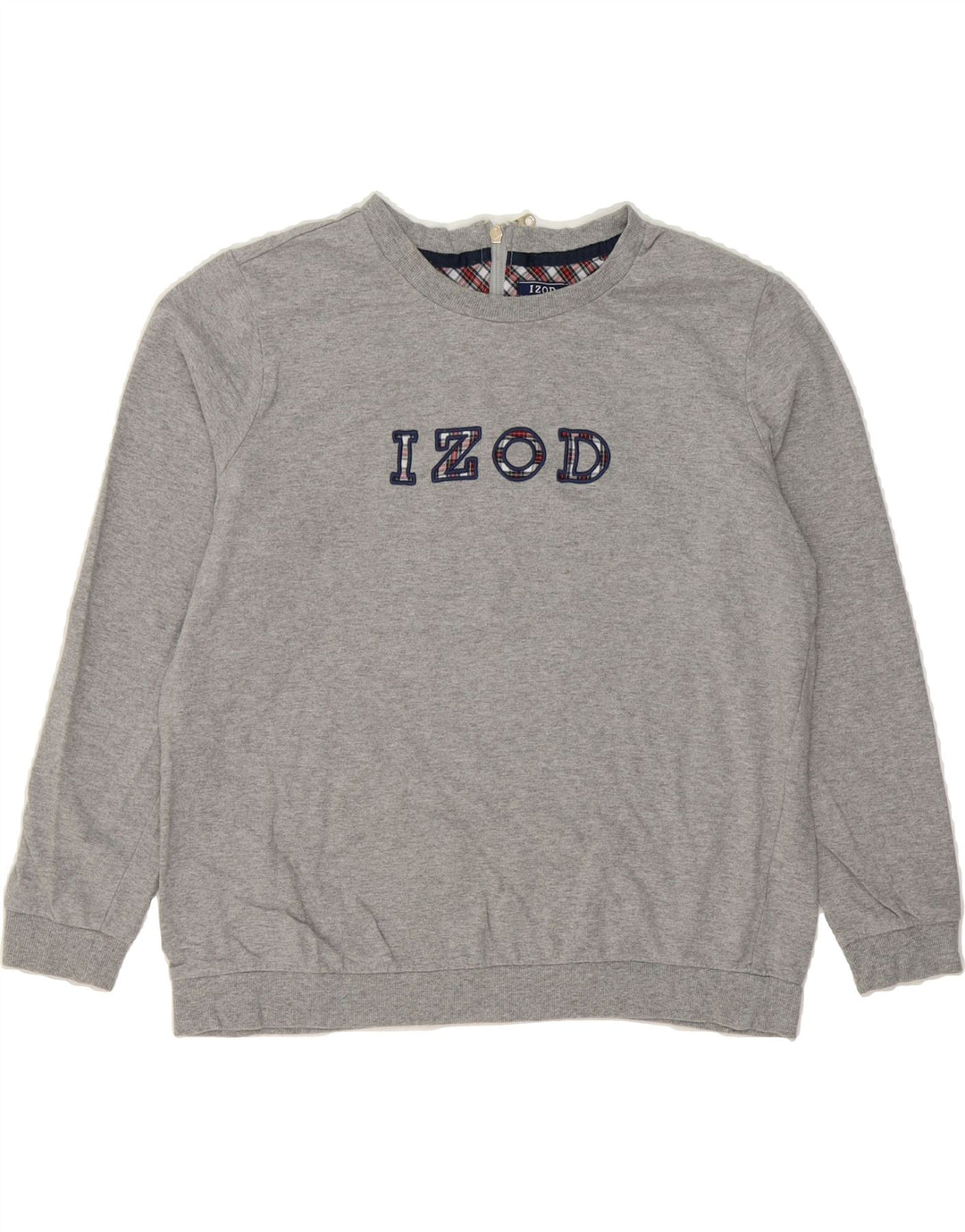 IZOD Womens Graphic Sweatshirt Jumper UK 16 Large Grey Cotton Vintage Izod and Second-Hand Izod from Messina Hembry 