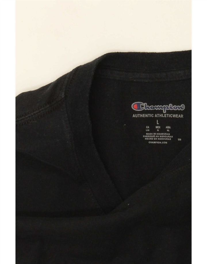 Champion Hombres Top Manga Larga Grande Negro