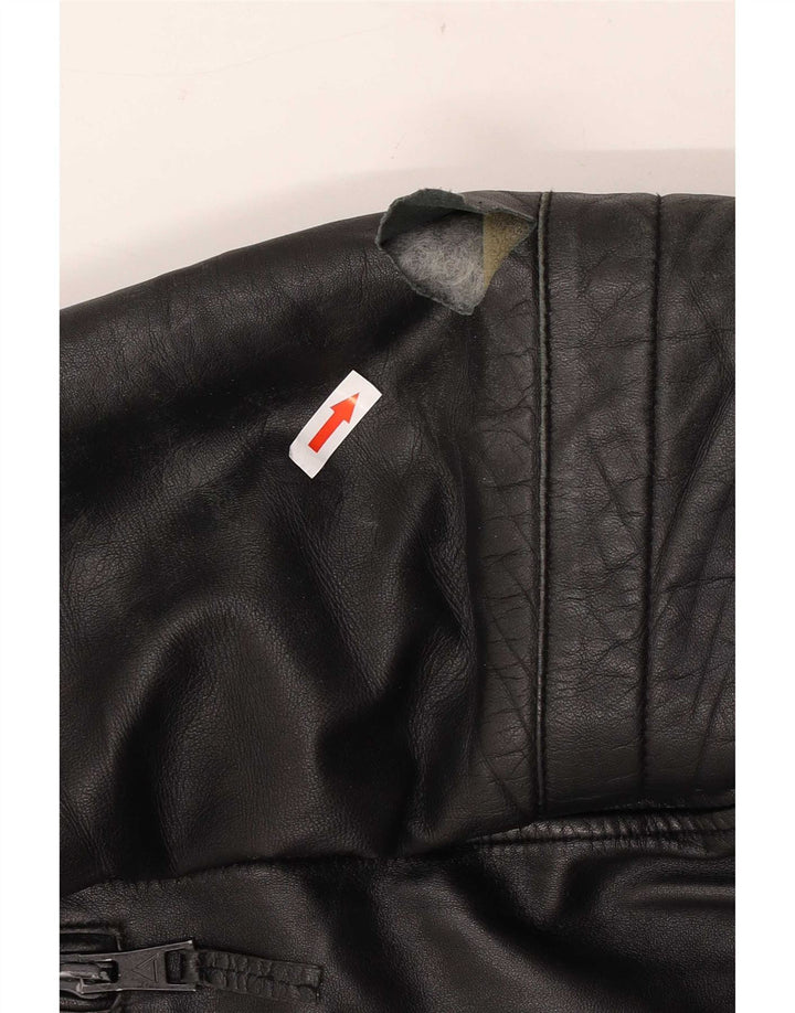 Infinity Mens Leather Biker Jacket UK 40 Large Black