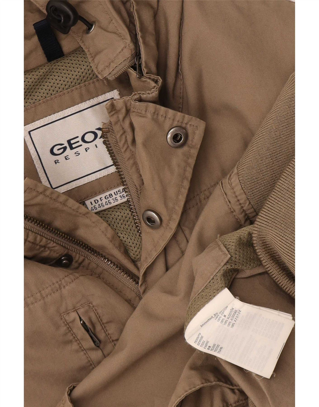 Geox Mens Hooded Utility Jacket UK 36 Small Beige Cotton