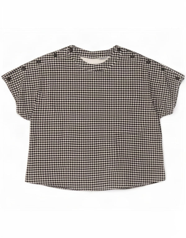 Zara Womens Oversized Blouse Top UK 10 Small Black Gingham