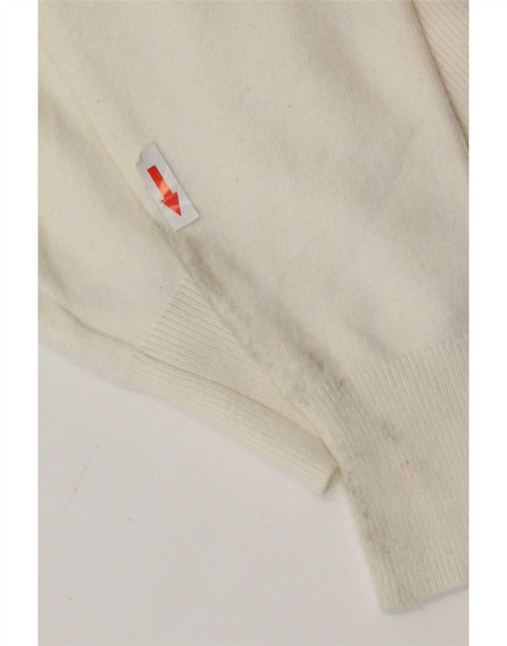 Marks & Spencer Womens Crop Cardigan Sweater UK 14 Medium Off White Viscose