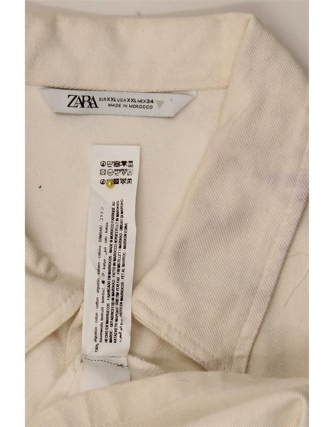Zara Womens Denim Playsuit UK 20 2XL White Cotton