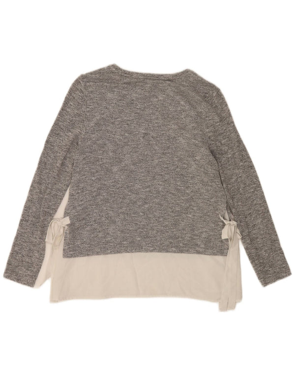 Oasis Top de mujer de manga larga UK 42 Viscosa moteada gris medio