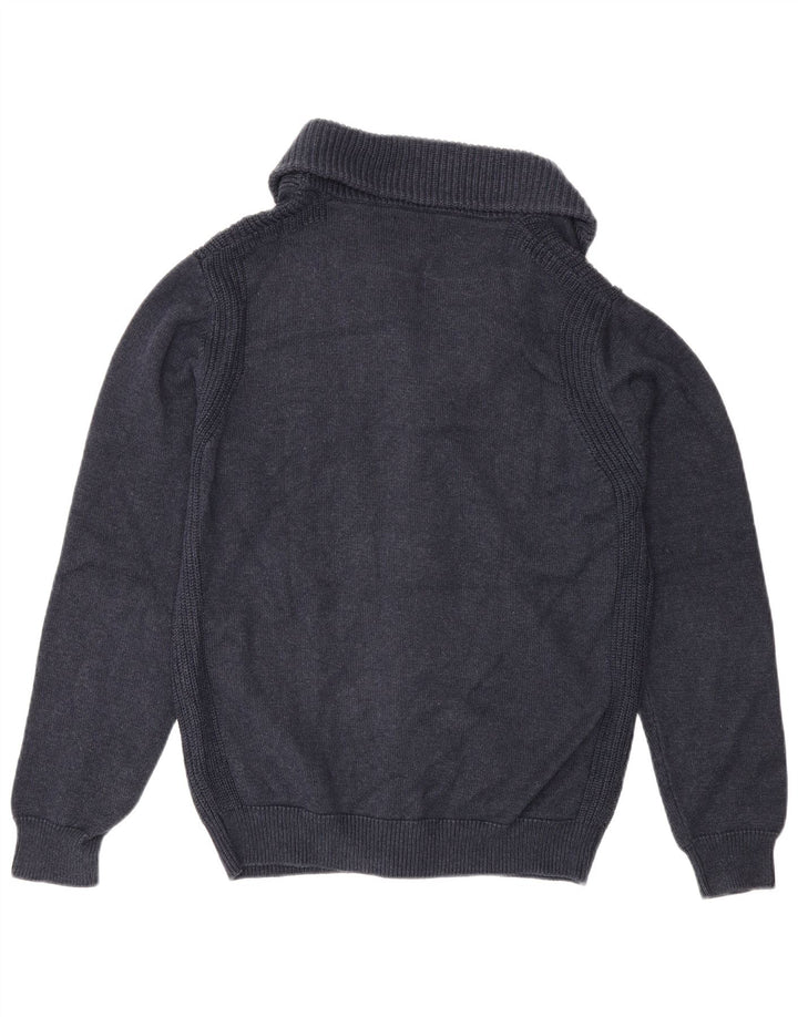Massimo Dutti Mens Cardigan Sweater Medium Navy Blue Cotton