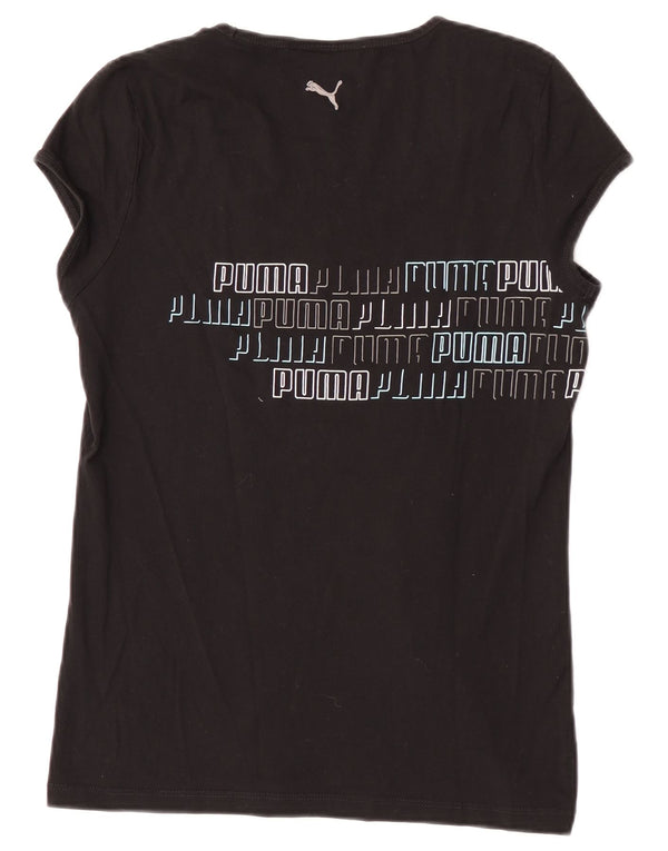 Puma Damen Grafik T-Shirt Top UK 14 Large Schwarz