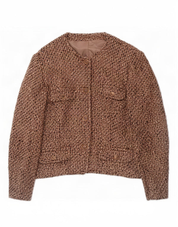 vintage Femme 4 Bouton Blazer Veste UK 14 Moyen Brun Moucheté