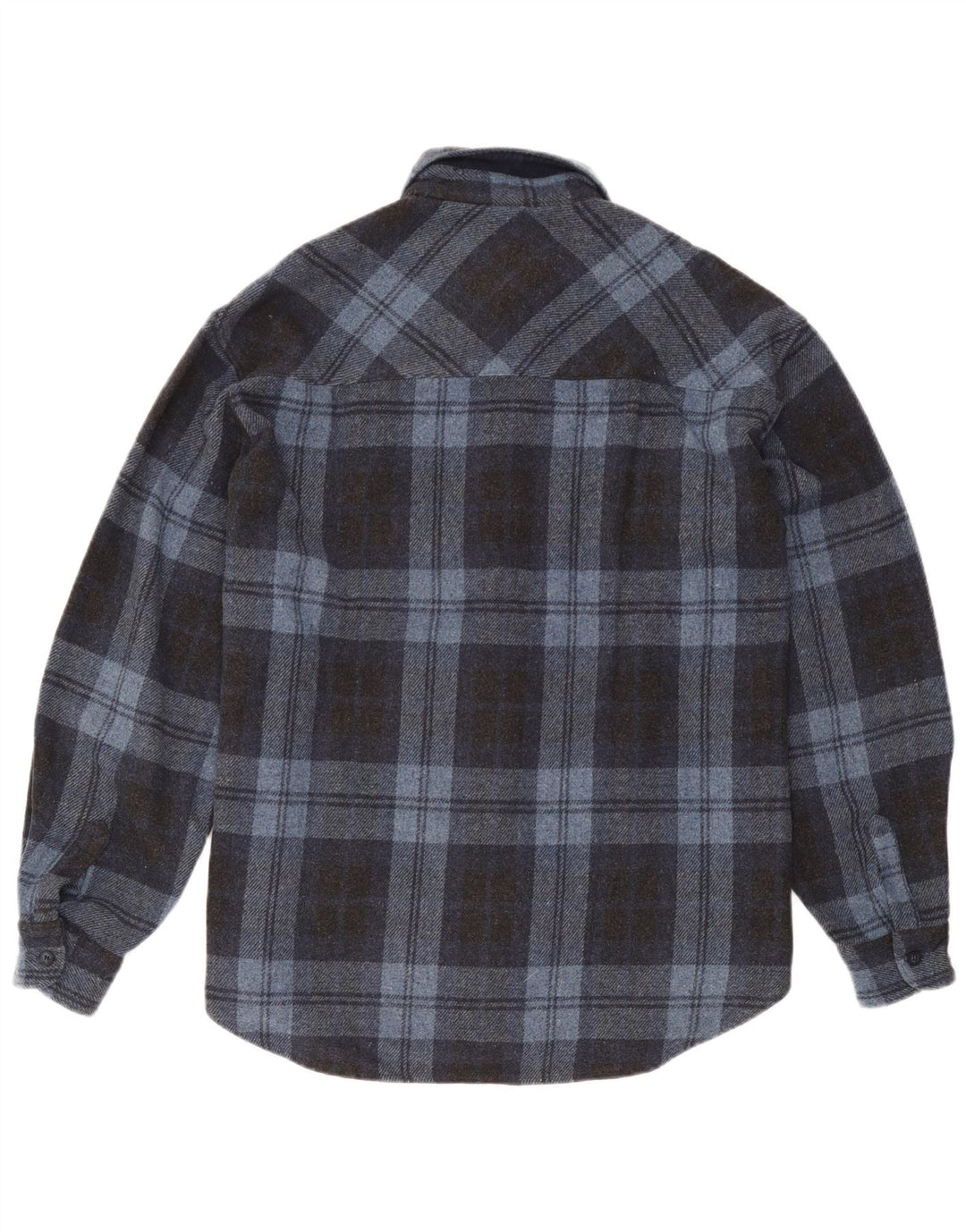 Conte of Florence Mens Overshirt Shirt XL Blue Check Wool
