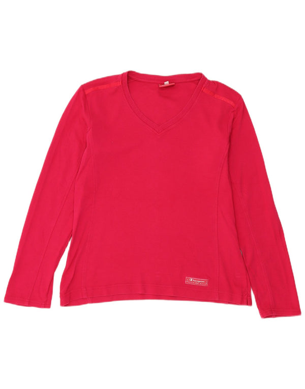 Maglietta Champion da donna a vestibilità comoda, manica lunga, UK 16, grande, cotone rosa
