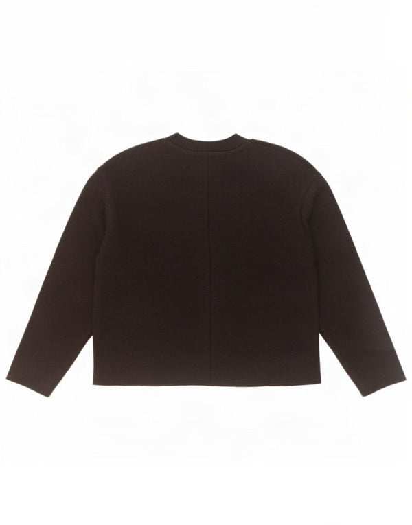 Zara Mujer Suéter De Cuello Redondo De Gran Tamaño UK 10 Small Poliéster Negro