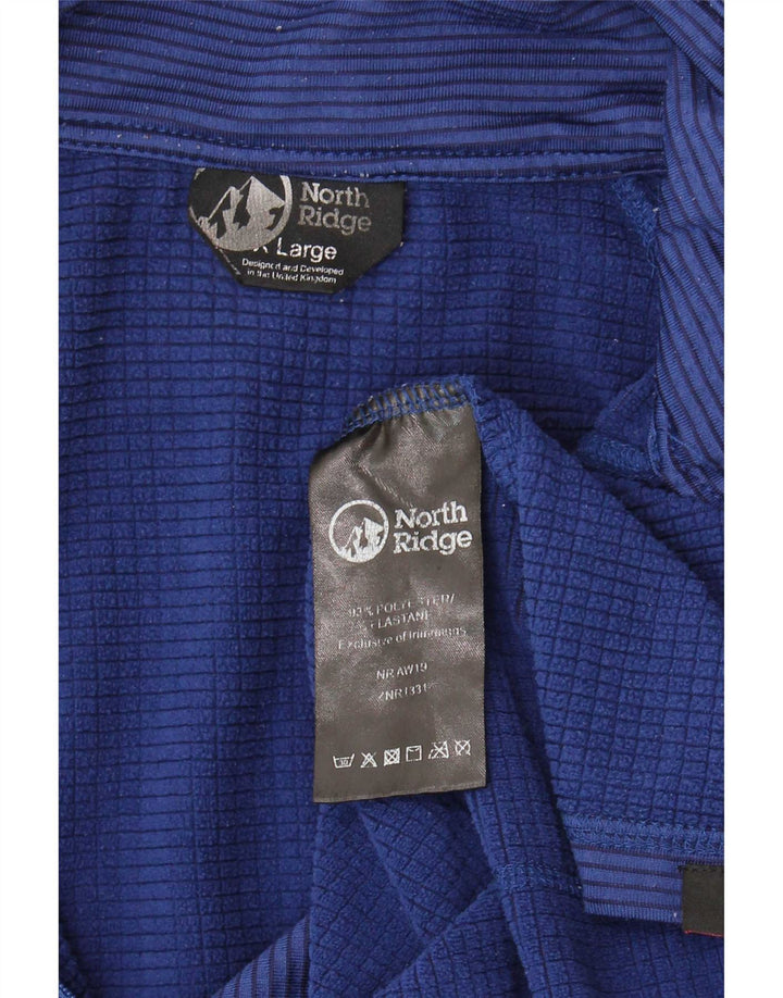 North Ridge Pull à col zippé pour homme - Haut de survêtement à rayures bleues