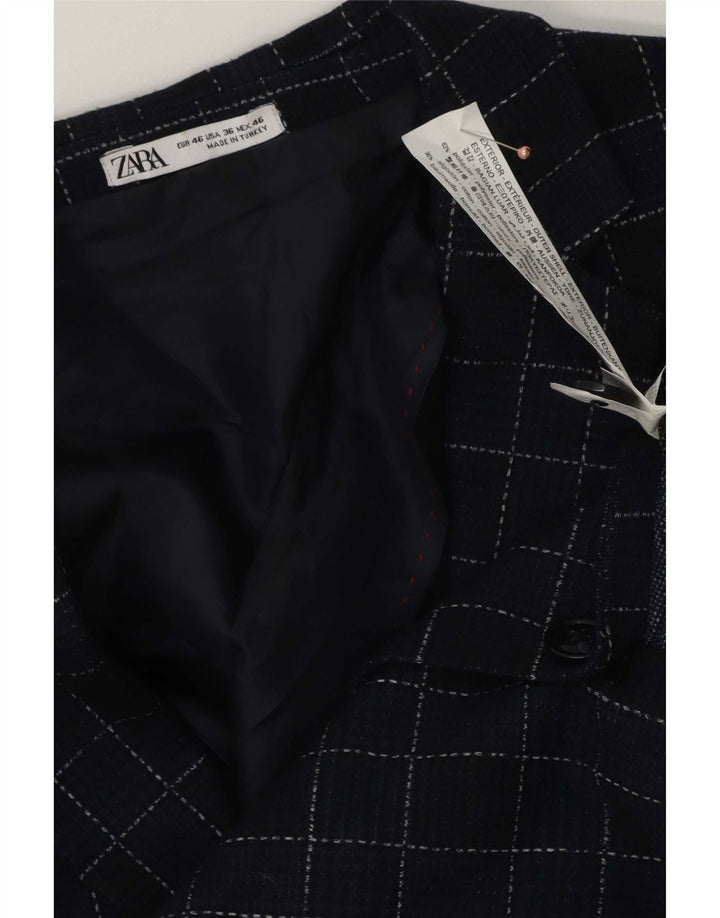 Zara Chaqueta tipo blazer de 2 botones para hombre EU 46 Small Azul marino Cuadros Poliéster