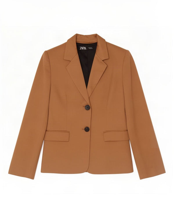 Jaqueta blazer feminina Marks & Spencer com 2 botões Reino Unido 4 XS marrom viscose