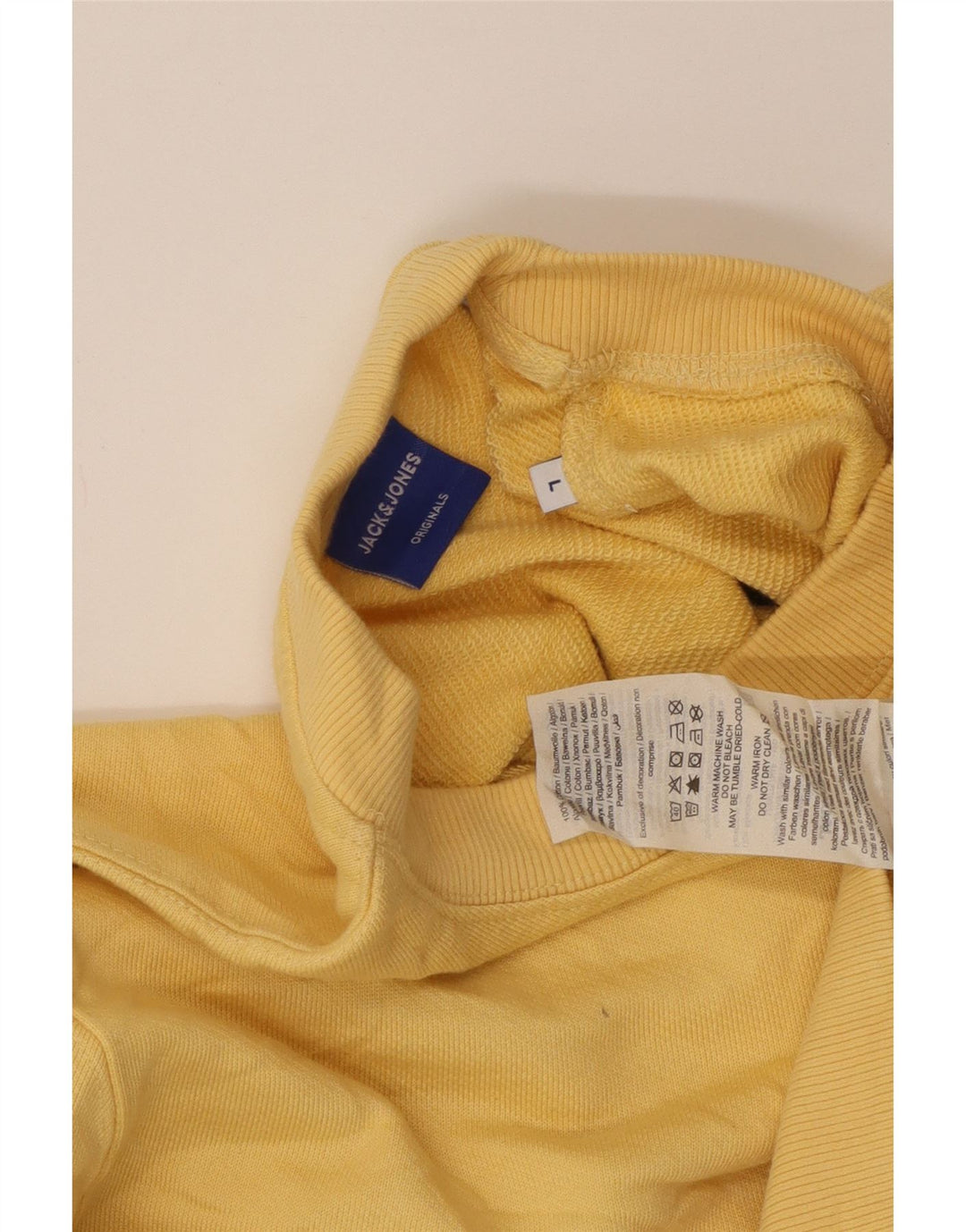 Jack & Jones Mens Graphic Sweatshirt Jumper Large Yellow Cotton