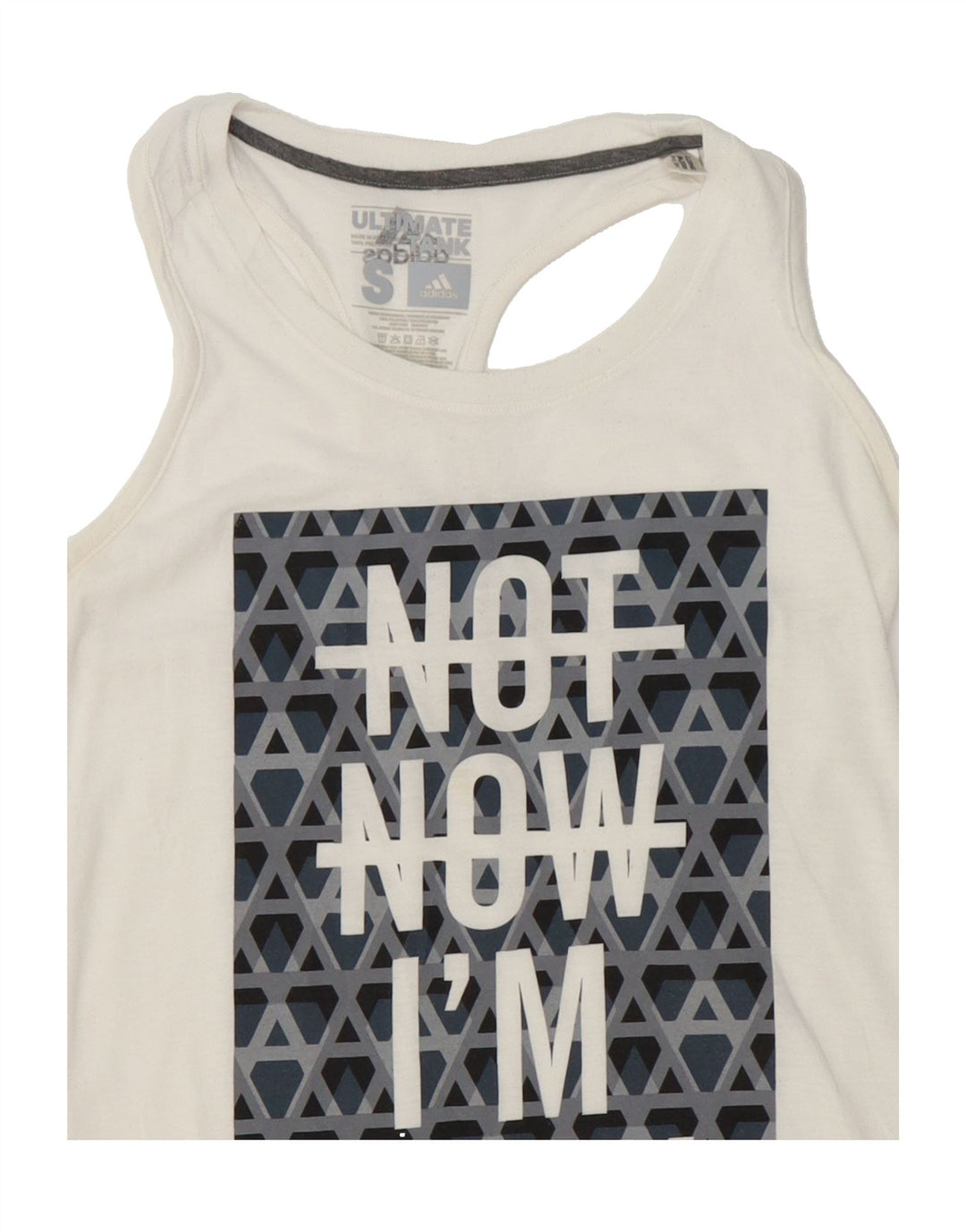ADIDAS Womens Graphic Vest Top UK 10 Small White Polyester Vintage Adidas and Second-Hand Adidas from Messina Hembry 