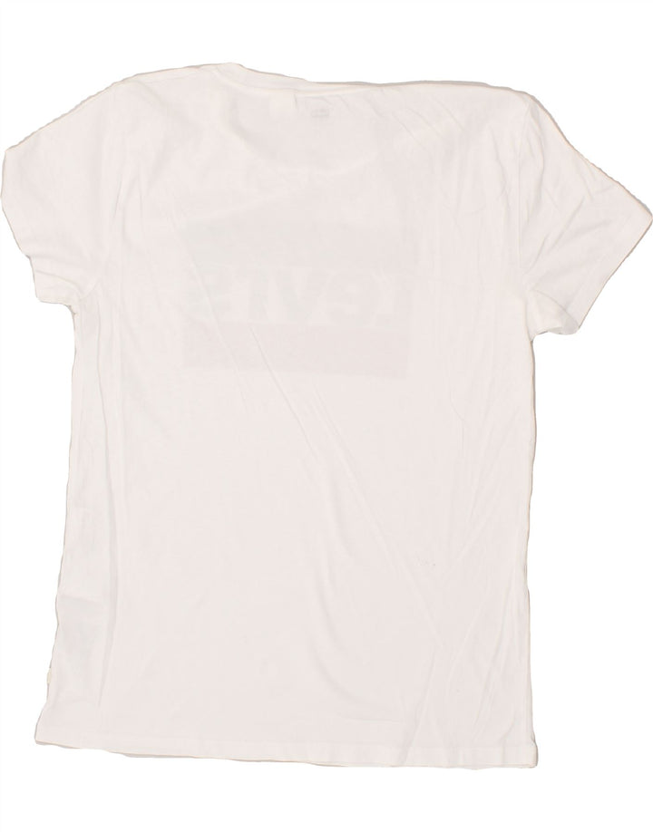 LEVI'S Womens Graphic T-Shirt Top UK 14 Medium White Cotton Vintage Levi's and Second-Hand Levi's from Messina Hembry 