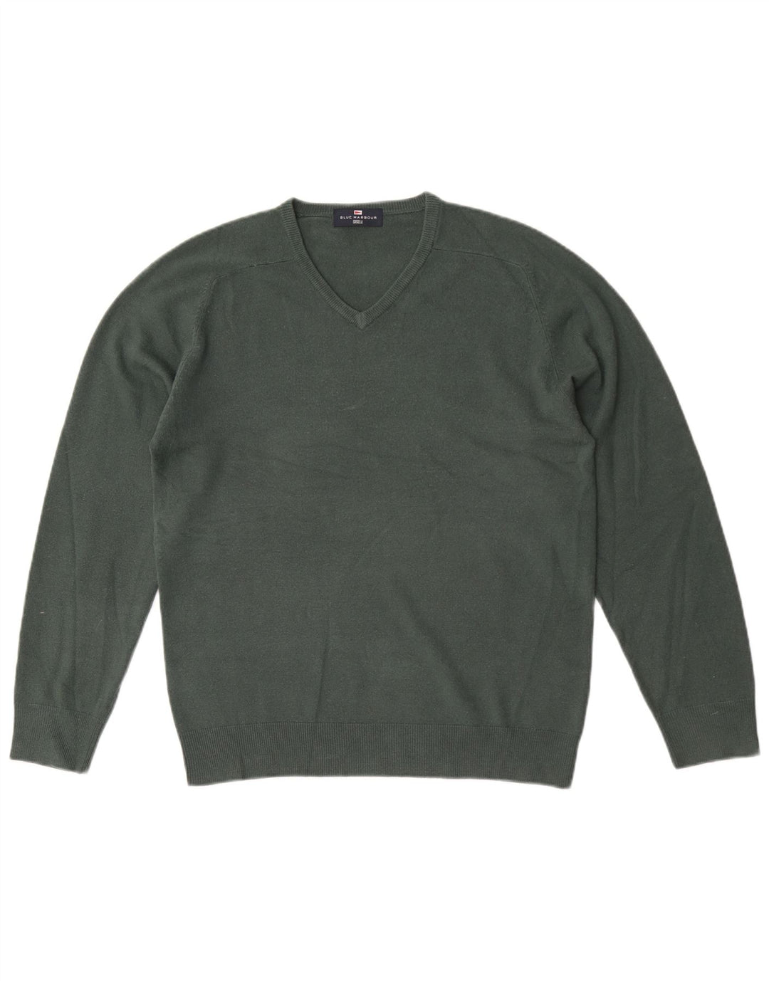 Marks & Spencer Mens Blue Harbour V-Neck Jumper Sweater Small Green Acrylic