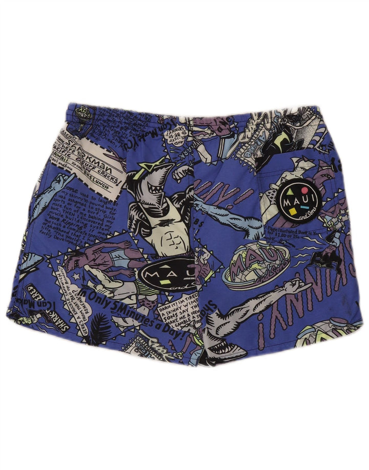 Maui and Sons Mens Graphic Swimming Shorts Medium  Blue Nylon