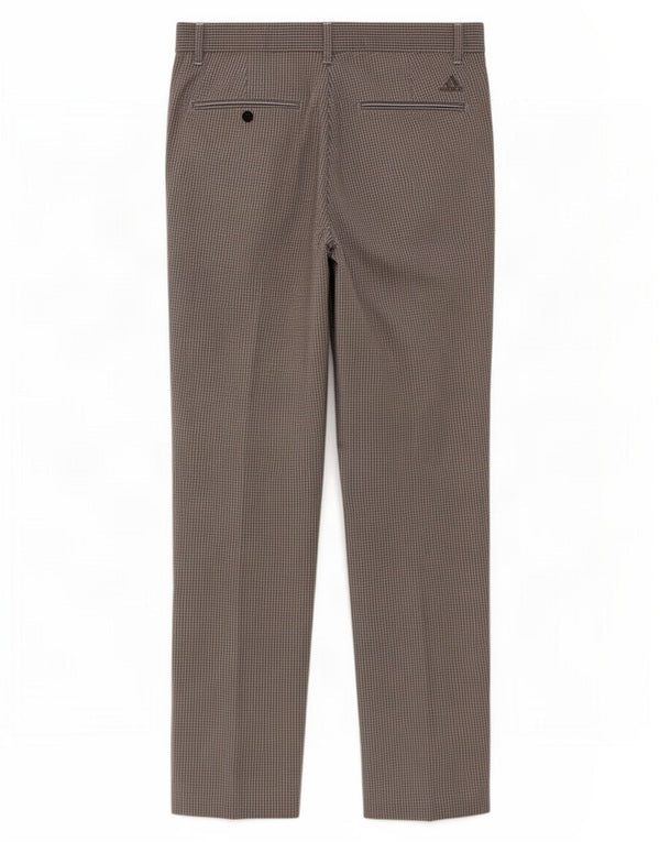 Adidas Mens Straight Chino Calças W32 L30 Cinza Gingham Poliéster