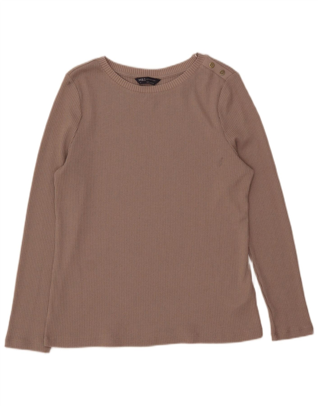 Top manica lunga da donna Marks & Spencer UK 14 Poliestere beige medio