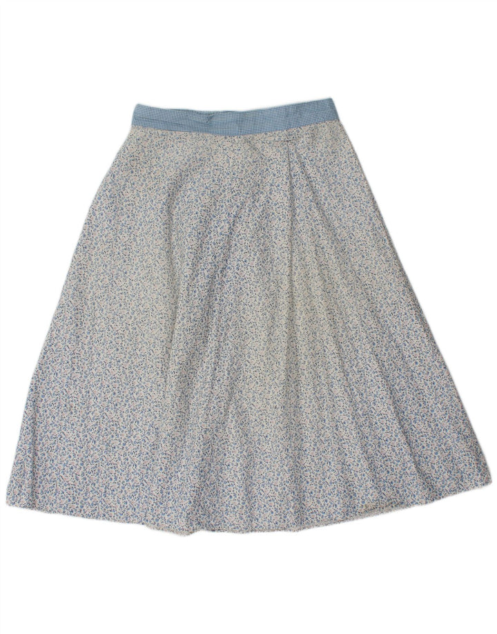 VINTAGE Womens A-Line Skirt W28 Medium Blue Floral
