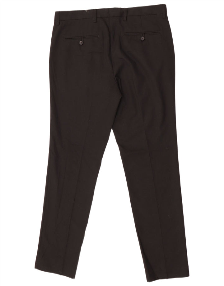 Marks & Spencer Mens Skinny Suit Trousers W34 L31 Black Polyester