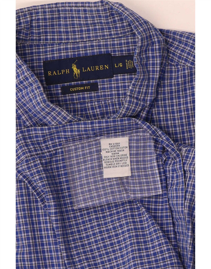 Ανδρικό πουκάμισο Ralph Lauren προσαρμοσμένο σε μεγάλο μπλε βαμβακερό Gingham