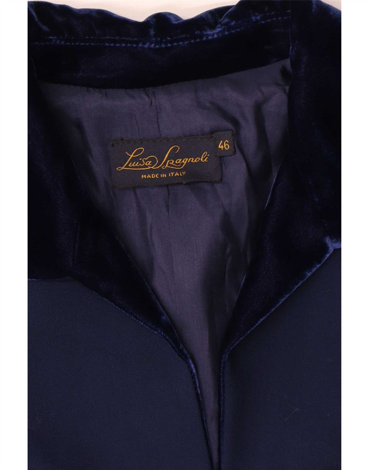 Luisa Spagnoli Veste Blazer 3 Boutons Femme IT 46 Large Laine Bleu Marine