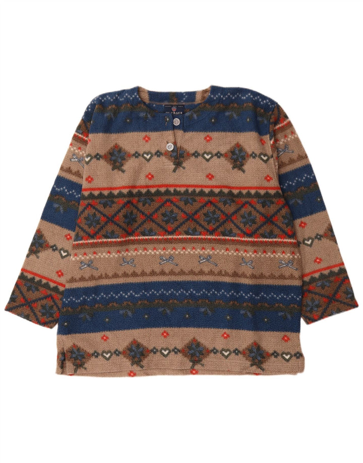 Vintage Herren-Fleecepullover, groß, mehrfarbig, Fair-Isle-Polyester