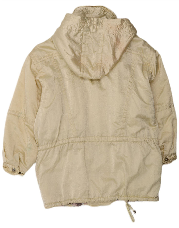 Vintage Womens Hooded Oversized Windbreaker Coat UK 14 Medium Yellow Nylon
