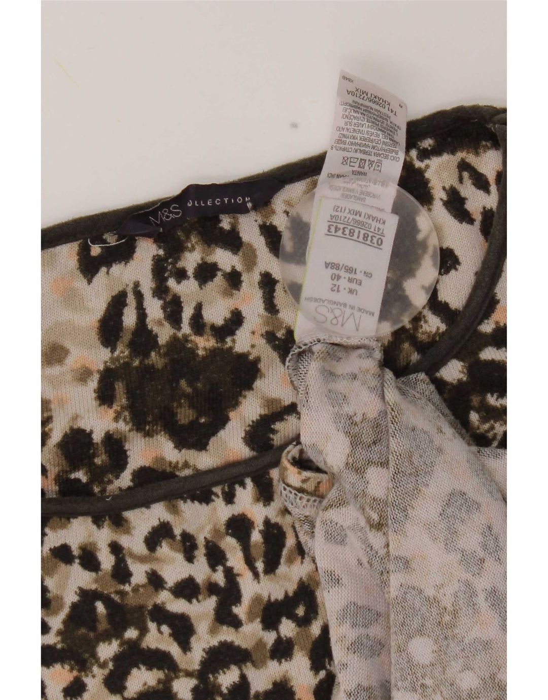 Damski top tunikowy Marks & Spencer UK 12, średni khaki, zwierzęcy nadruk