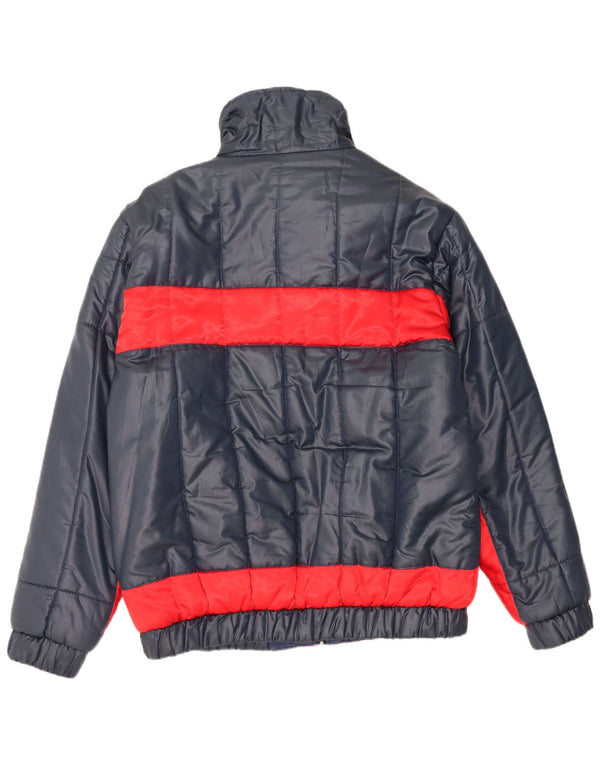 Giacca imbottita con cappuccio vintage da uomo EU 56 3XL Nylon color block blu navy