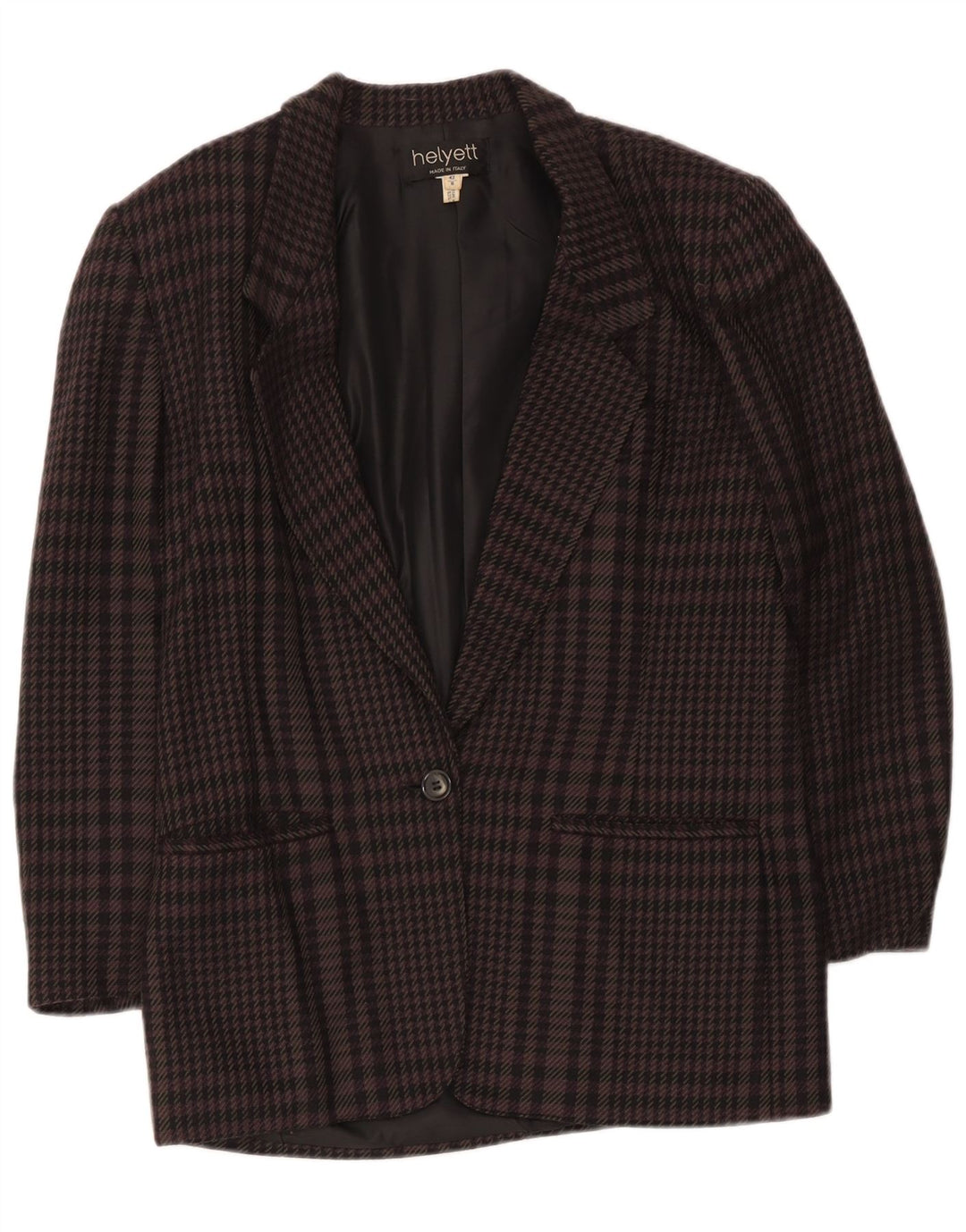 Helyett Womens 1 Button Blazer Jacket IT 42 Medium Brown Houndstooth Wool