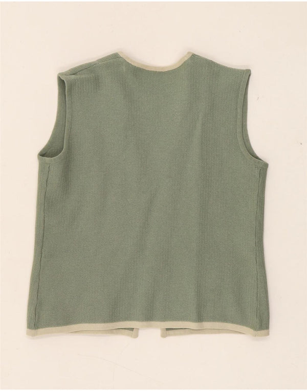Vintage mujer punto chaleco Reino Unido 8 pequeño verde rayas retro