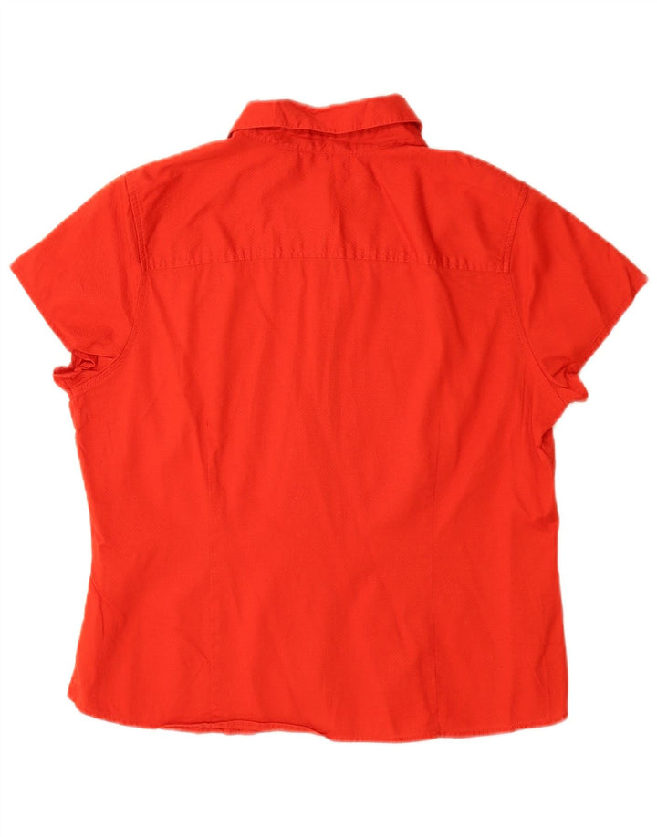 Mossimo Womens Short Sleeve Shirt Blouse UK 14 Large Red Cotton