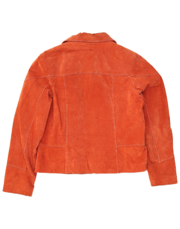 Chevirex Womens Suede Jacket EU 42 Large Orange Leather