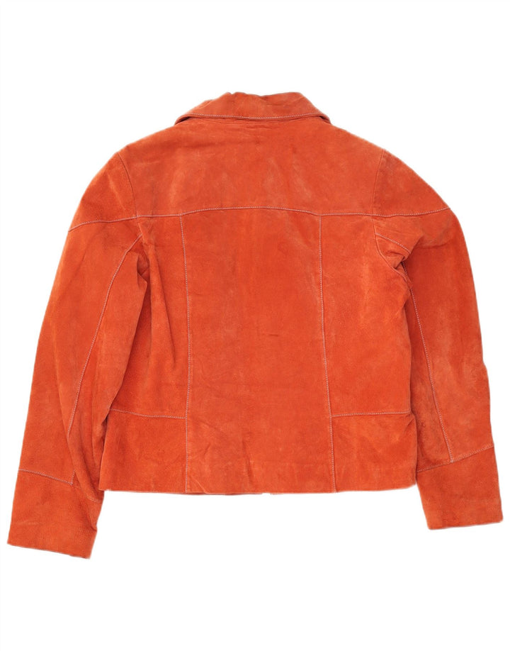 Chevirex Womens Suede Jacket EU 42 Large Orange Leather