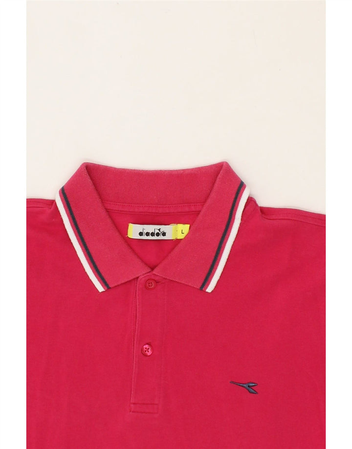 DIADORA Mens Polo Shirt Large Pink Cotton Vintage Diadora and Second-Hand Diadora from Messina Hembry 