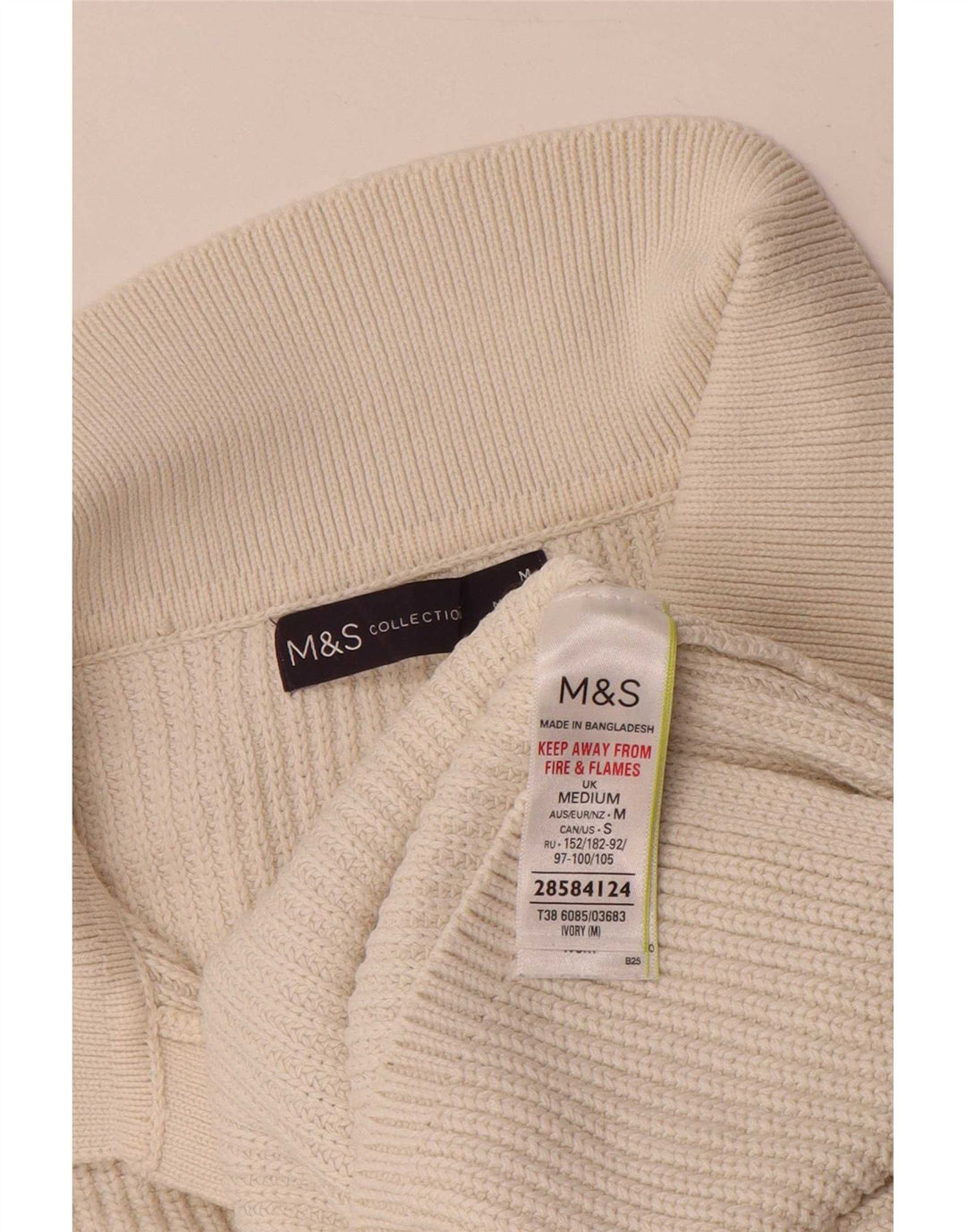 Marks & Spencer Womens Oversized UK 14 Medium Off White Cotton