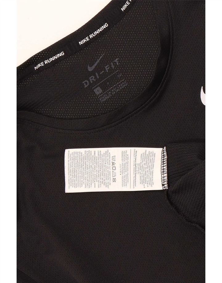 Nike Womens Dri Fit T-Shirt Top UK 10 Small Black Polyester