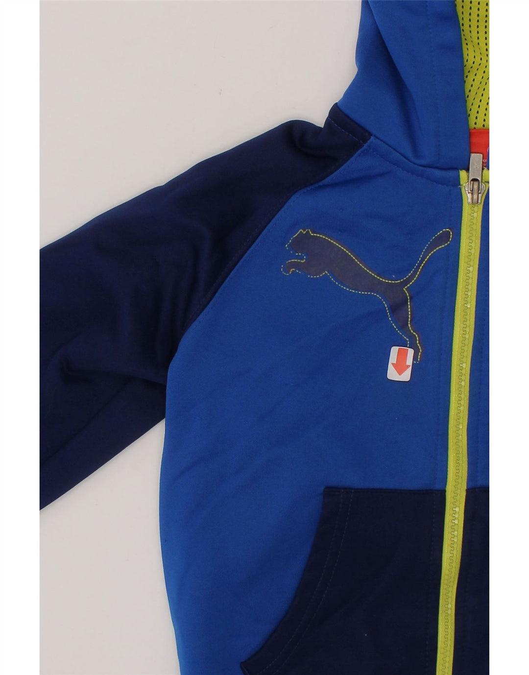 PUMA Boys Graphic Zip Hoodie Sweater 3-4 Years Blue Colourblock Polyester Vintage Puma and Second-Hand Puma from Messina Hembry 