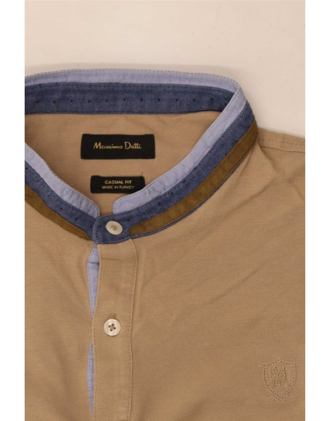 Massimo Dutti Mens Casual Fit Polo Shirt Large Beige