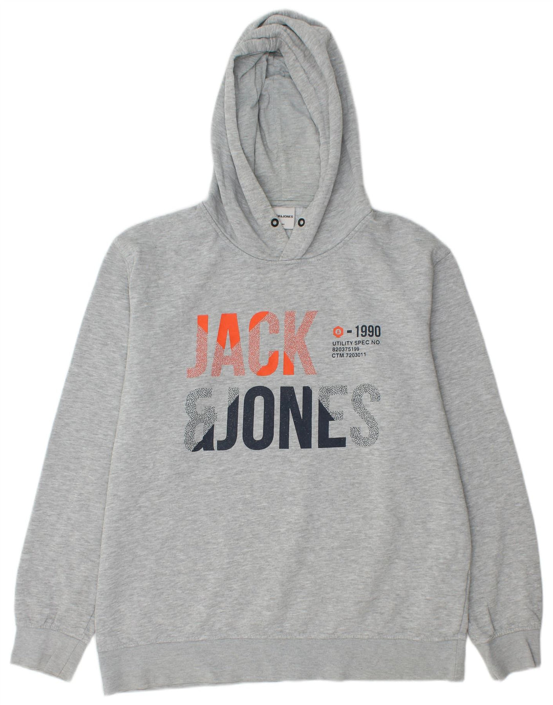 JACK & JONES Grafisk hættetrøje til mænd 2XL Grå polyester