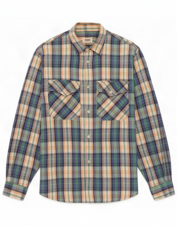 Sisley Mens Relaxed Elegance Flannel Shirt Large Blue Plaid