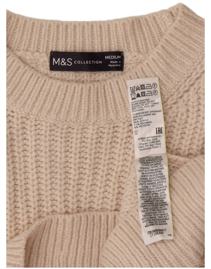 Marks & Spencer Womens Crew Neck Jumper Sweater UK 14 Medium Off White