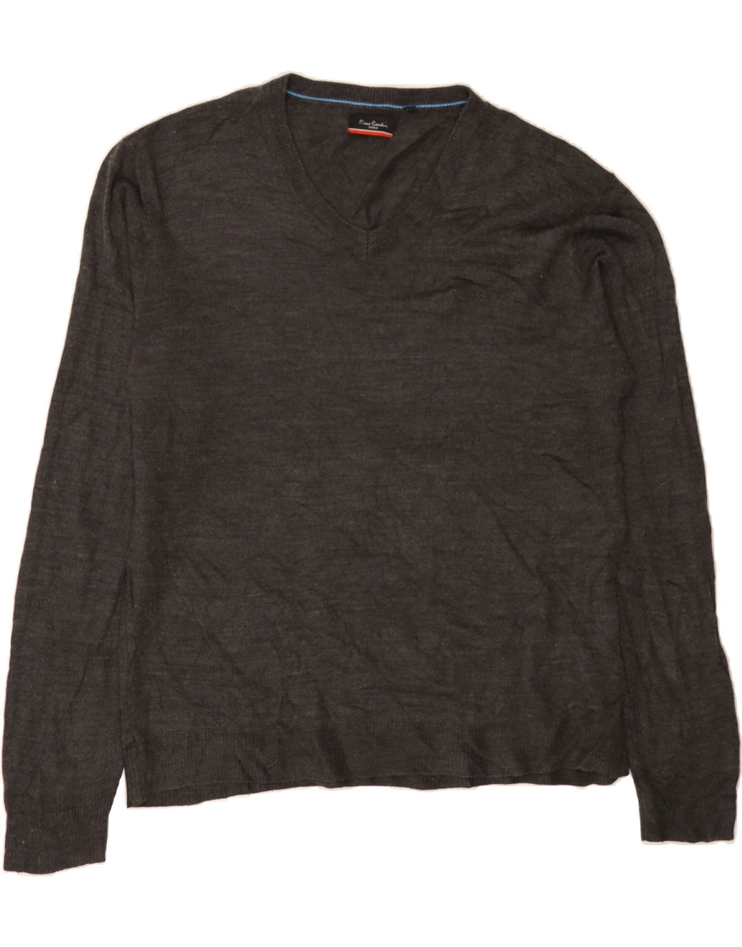 PIERRE CARDIN Mens V-Neck Jumper Sweater XL Grey Acrylic Vintage Pierre Cardin and Second-Hand Pierre Cardin from Messina Hembry 