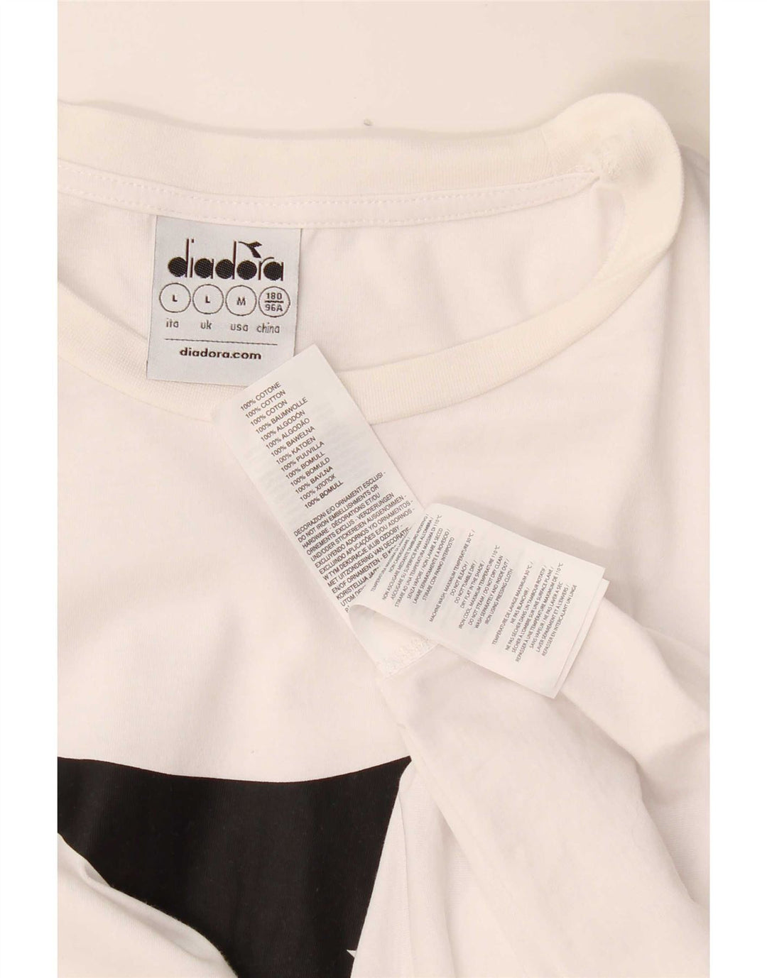 Diadora Mens Graphic T-Shirt Top Large White Cotton