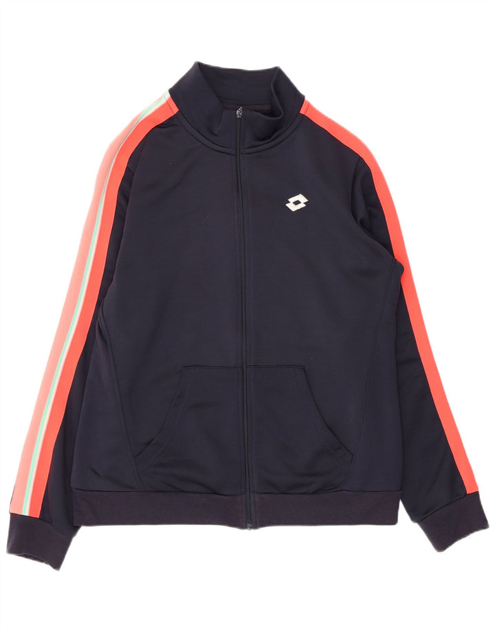 LOTTO Womens Tracksuit Top Jacket UK 14 Medium Navy Blue Colourblock
